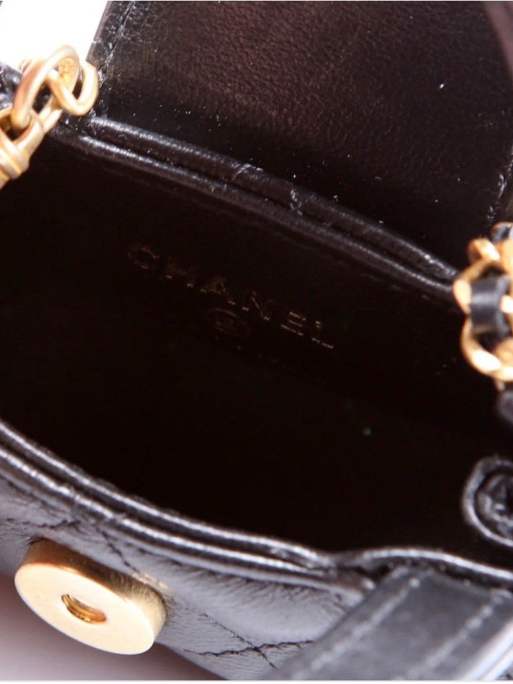CHANEL Black Quilted Mini Top-Handle Bag with Gold Chain - Picture 6 of 7